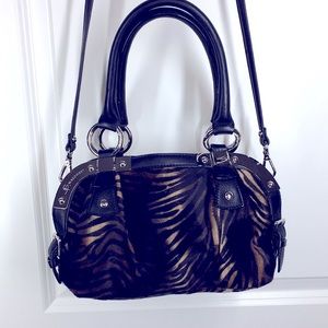 New B  Makowsky Faux Fur Tiger Stripe Purse